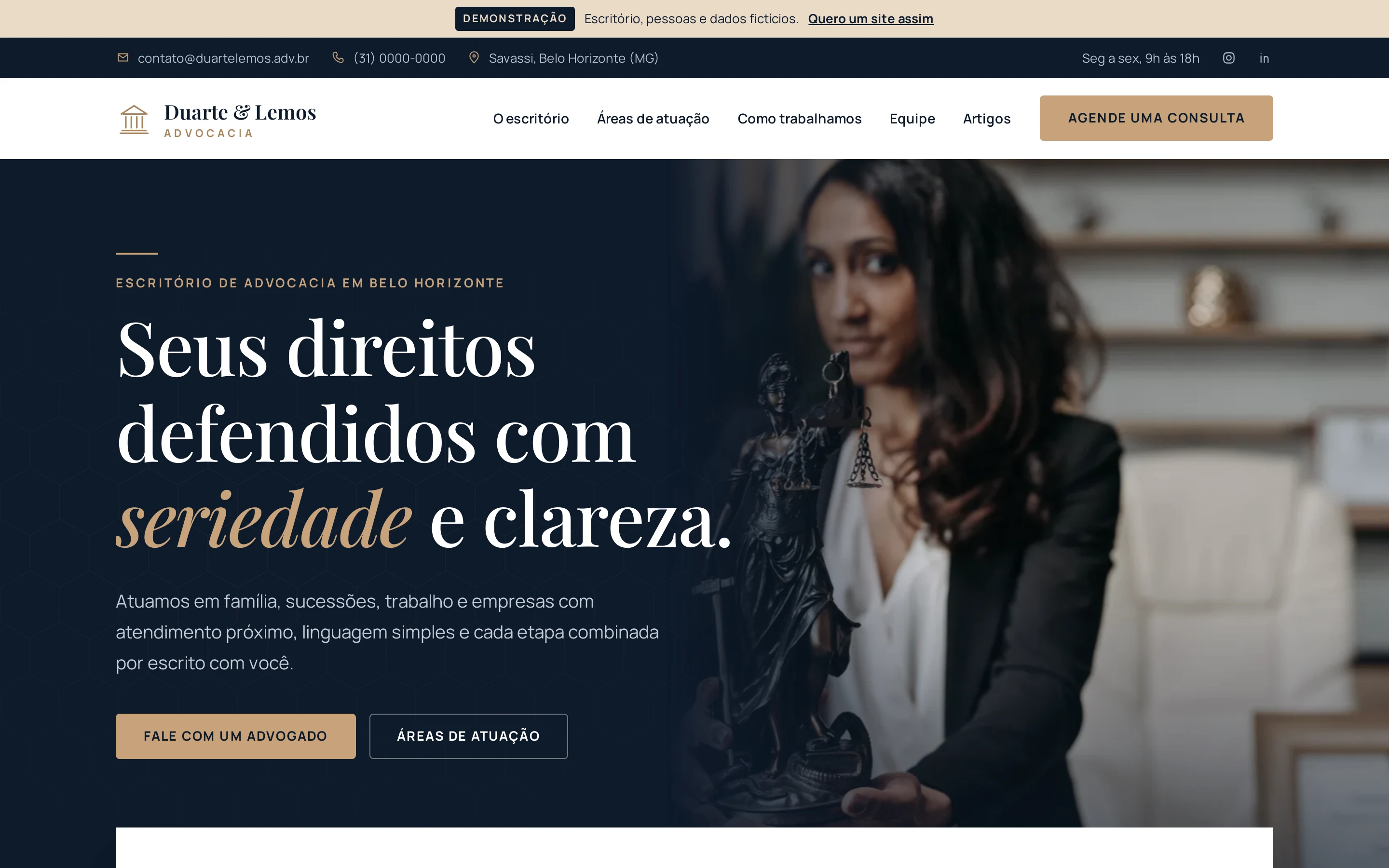 Tela do projeto Duarte & Lemos, advocacia