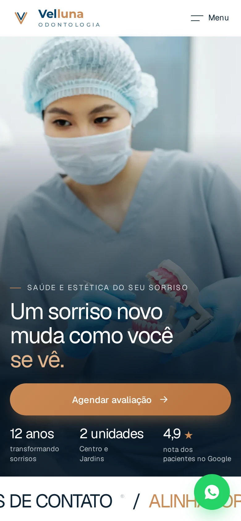O mesmo site aberto no celular
