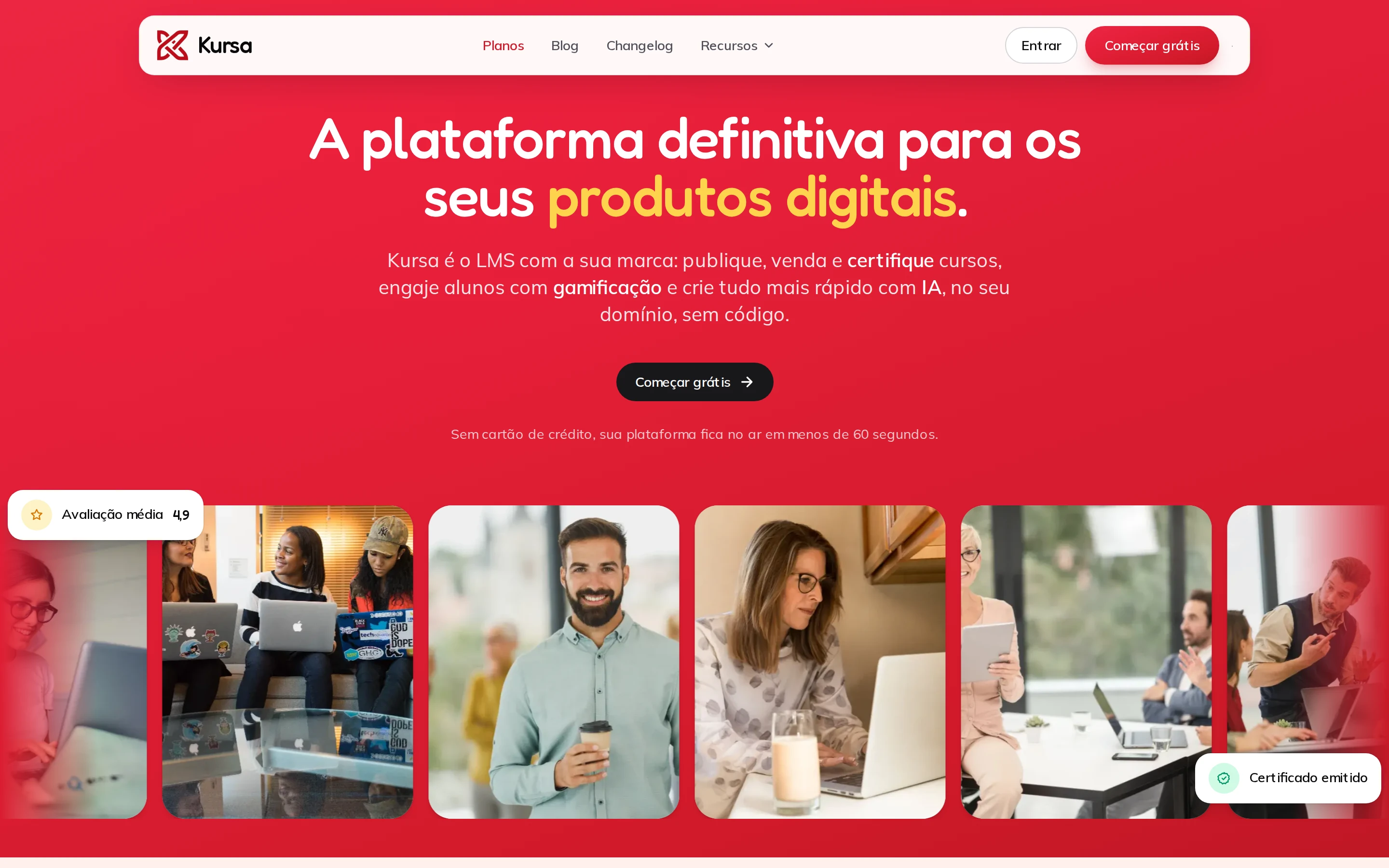 Tela do projeto Kursa