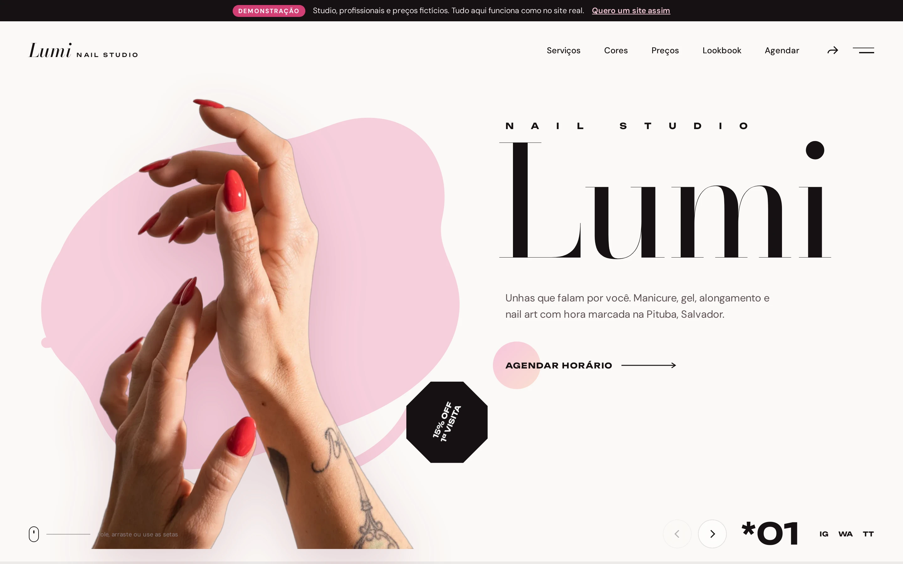 Tela do projeto Lumi Nail Studio, manicure